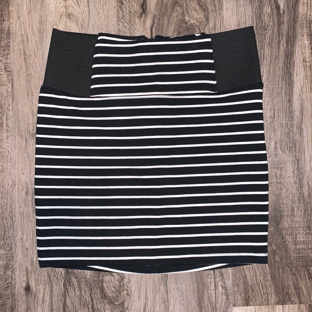 Sold Black Striped Pencil Skirt with back zipper